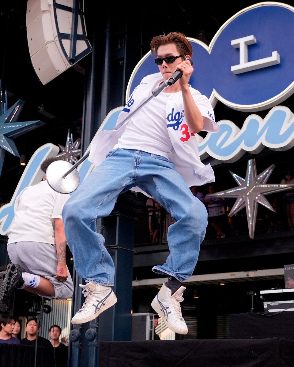 Yeonjun of TXT performs at Dodger Stadium