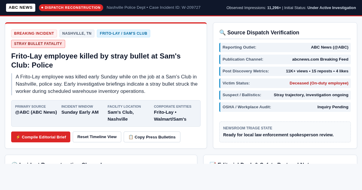 ABC News Incident Tracker & Investigative Timeline | Nashville Sam's Club Case preview
