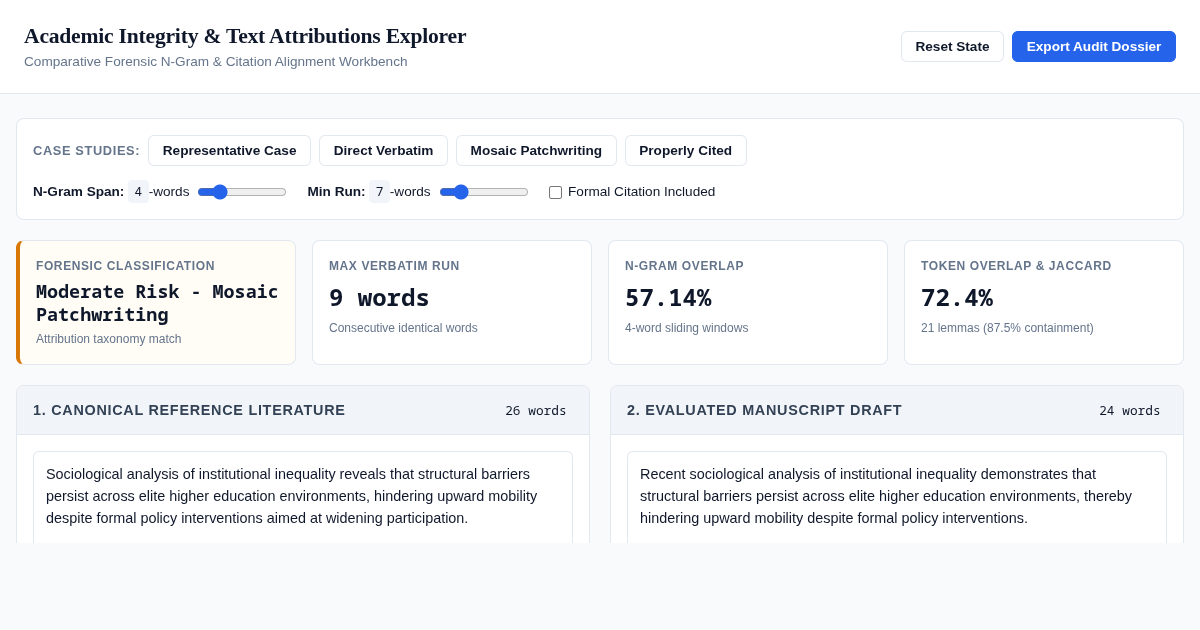 Academic Integrity & Text Attributions Explorer preview