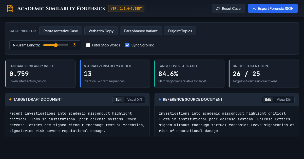 Academic Plagiarism & Text Similarity Forensics Analyzer preview