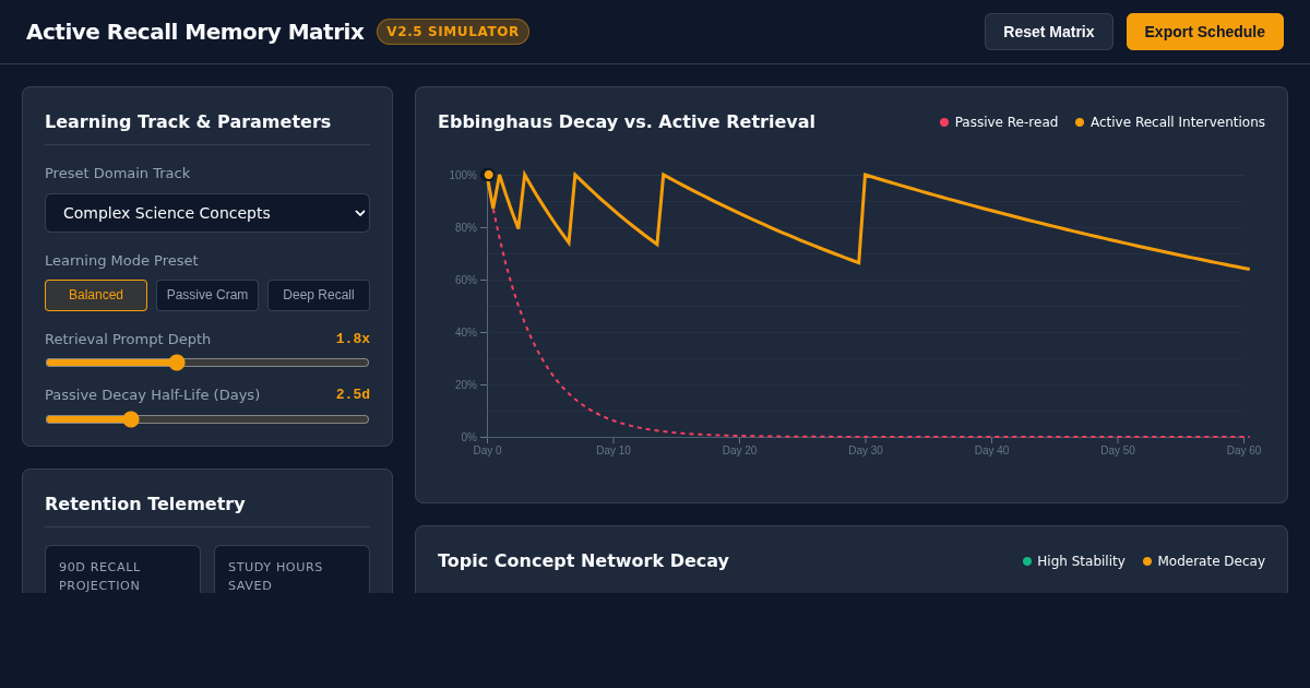 Active Recall Memory Matrix & Retention Simulator preview