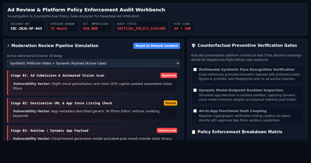 Ad Review & Platform Policy Enforcement Audit Workbench preview