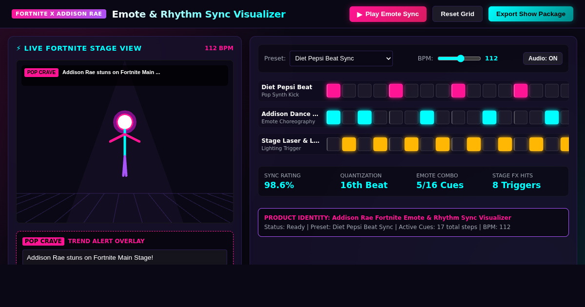Addison Rae Fortnite Emote & Rhythm Sync Visualizer preview