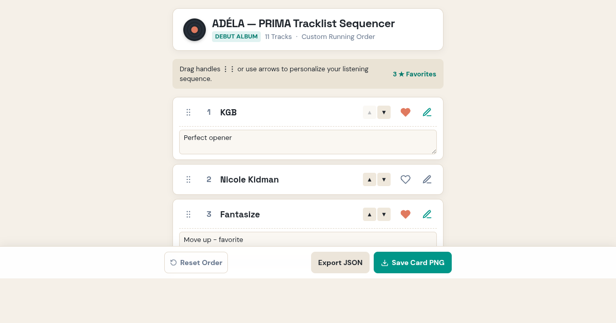 ADÉLA PRIMA Tracklist Sequencer preview