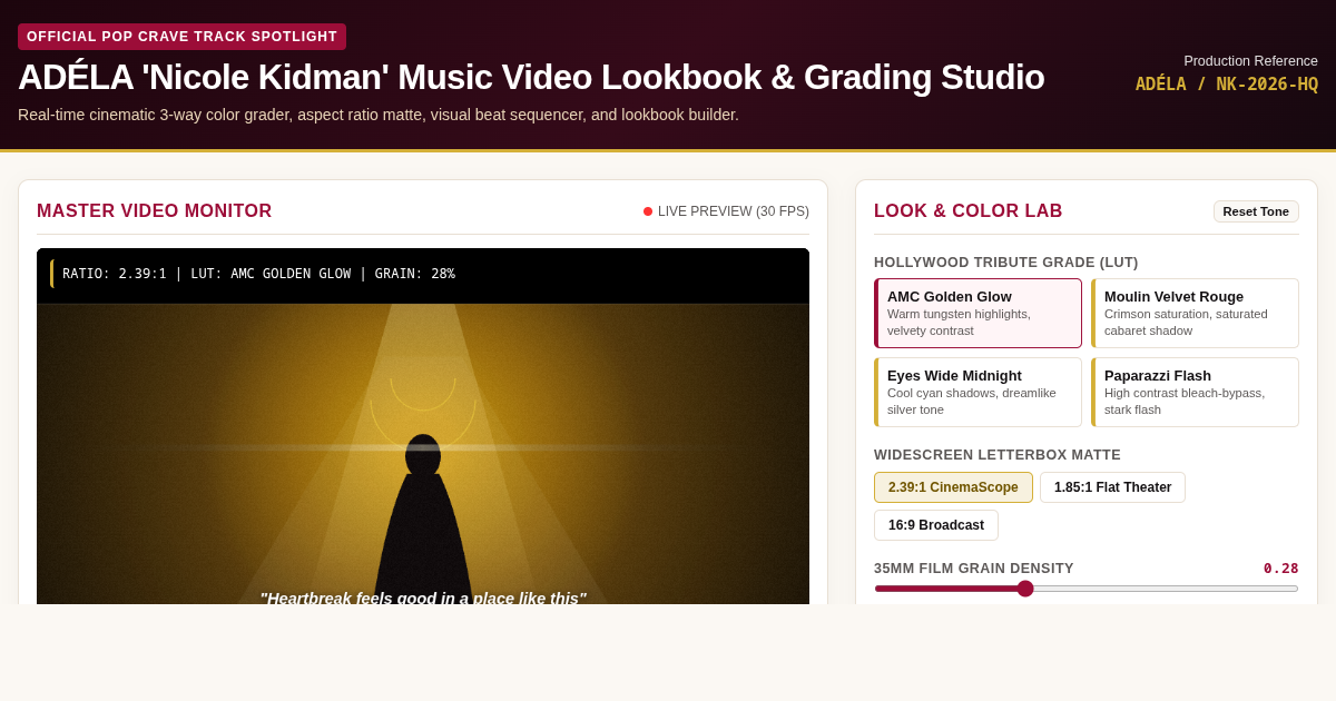 ADÉLA 'Nicole Kidman' Music Video Lookbook & Grading Studio preview