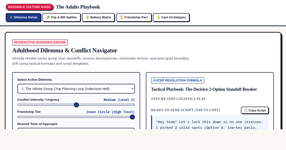 The Adults Playbook: Friend Group Dynamics & Adulthood Logistics Navigator preview