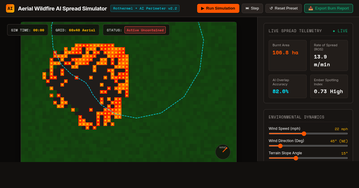 Aerial Wildfire AI Spread Simulator preview