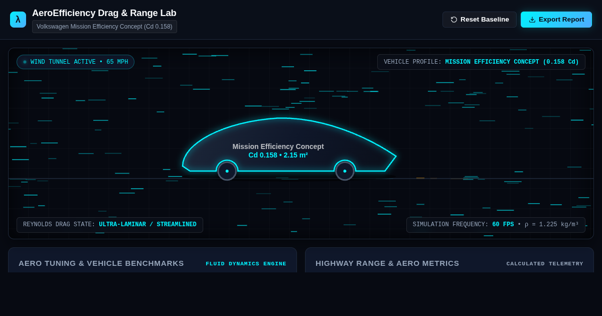 AeroEfficiency Drag & Range Lab: Volkswagen Mission Efficiency Simulator preview