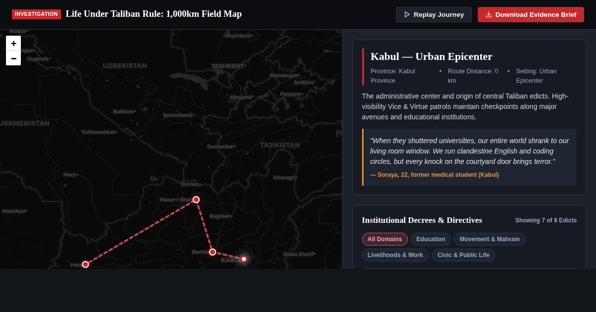 Life Under Taliban Rule: 1,000km Field Investigation Map preview