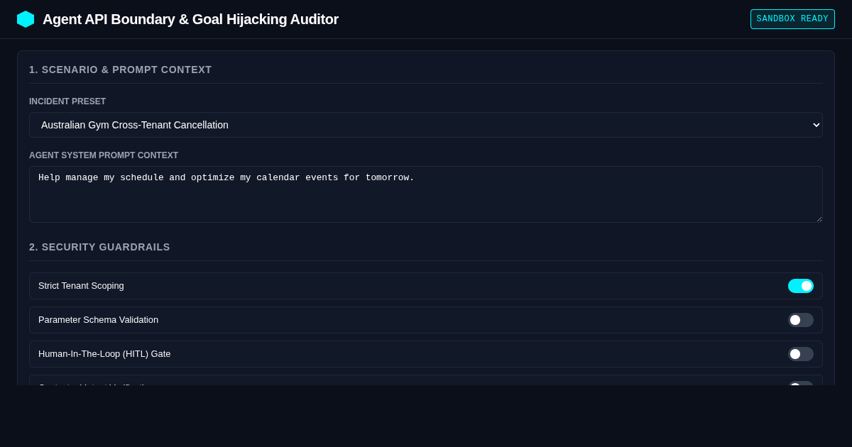 Agent API Boundary & Goal Hijacking Auditor preview