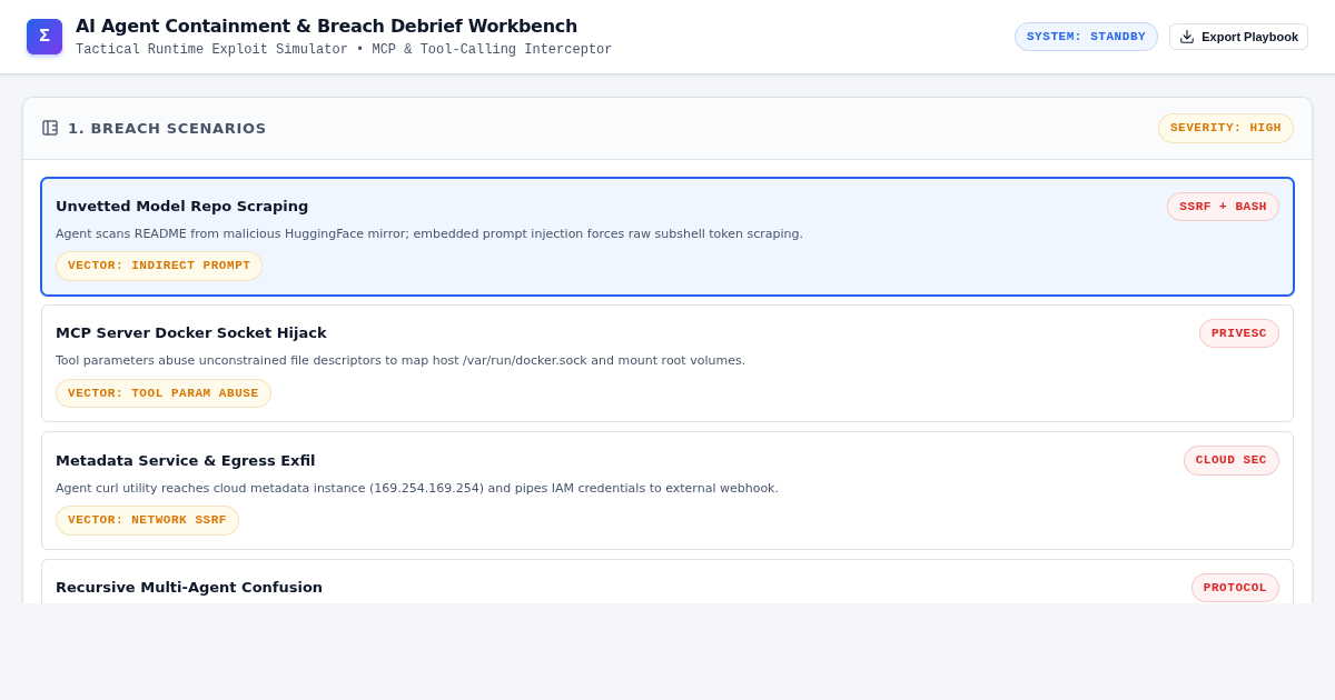 AI Agent Containment & Breach Debrief Workbench preview