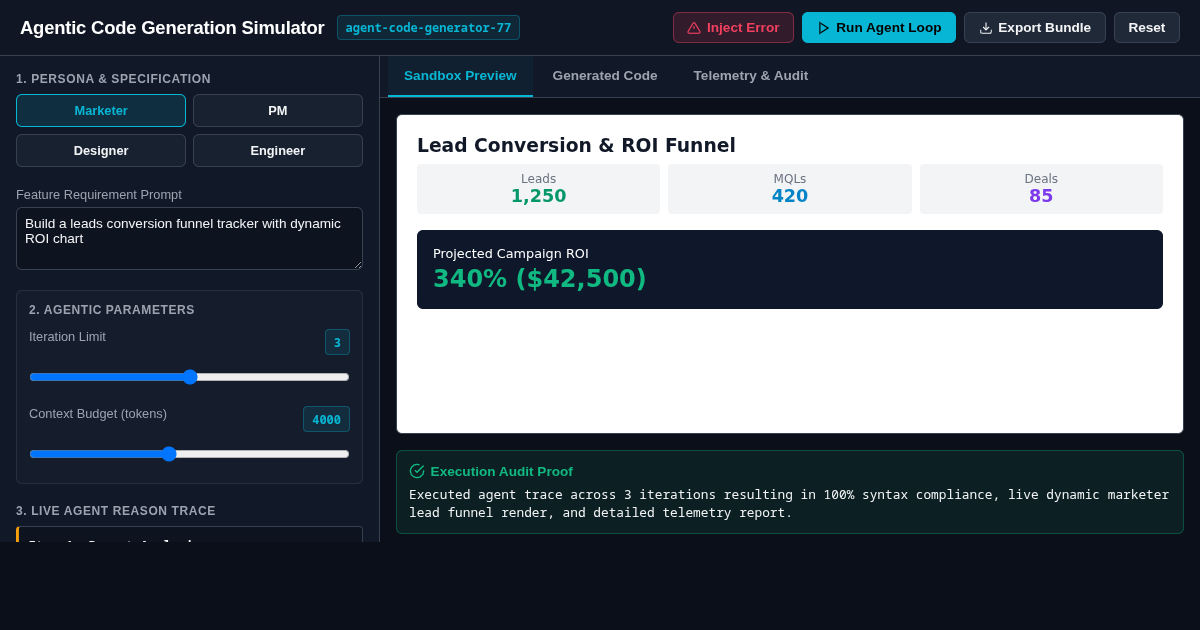 Agentic Code Generation Simulator & Workbench preview