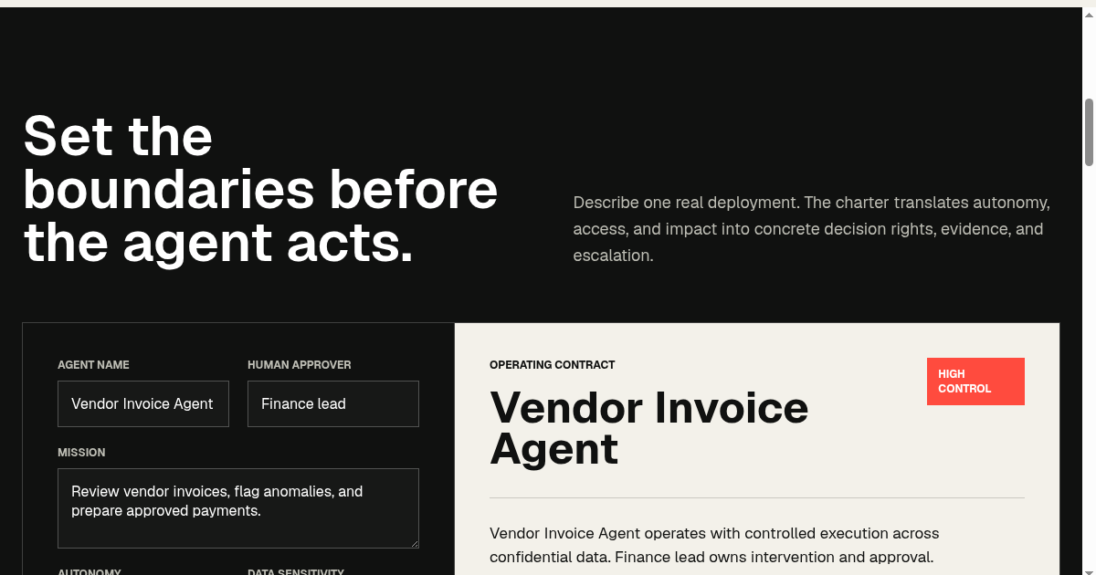 Agent Control Charter | Govern Autonomous AI Work preview