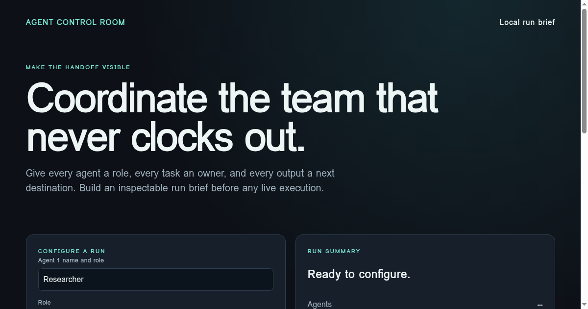 Agent Control Room preview