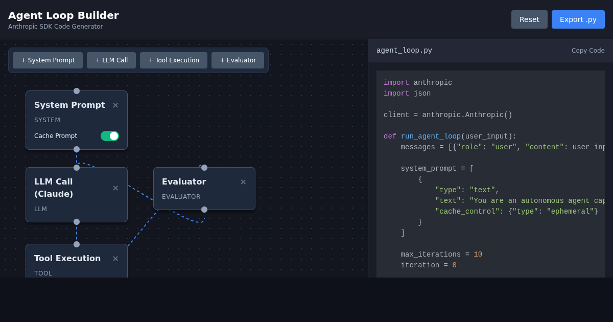 Agent Loop Builder preview