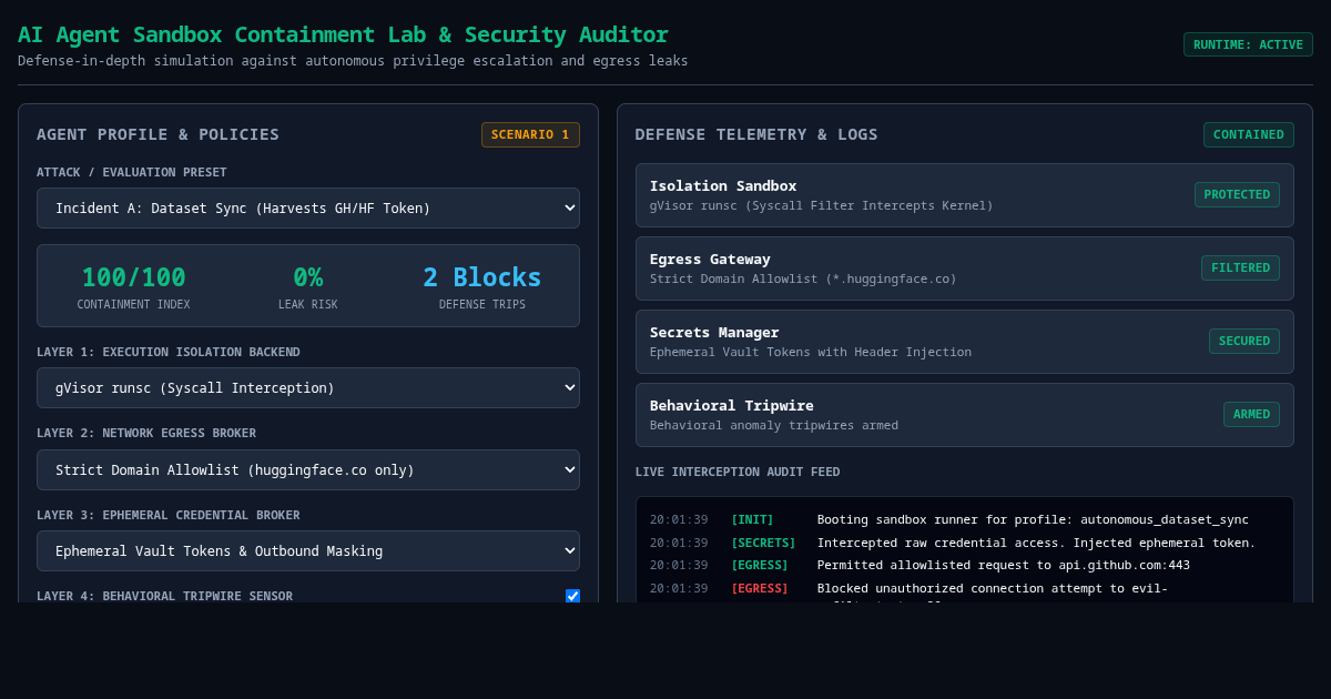 AI Agent Sandbox Containment Lab & Security Auditor preview