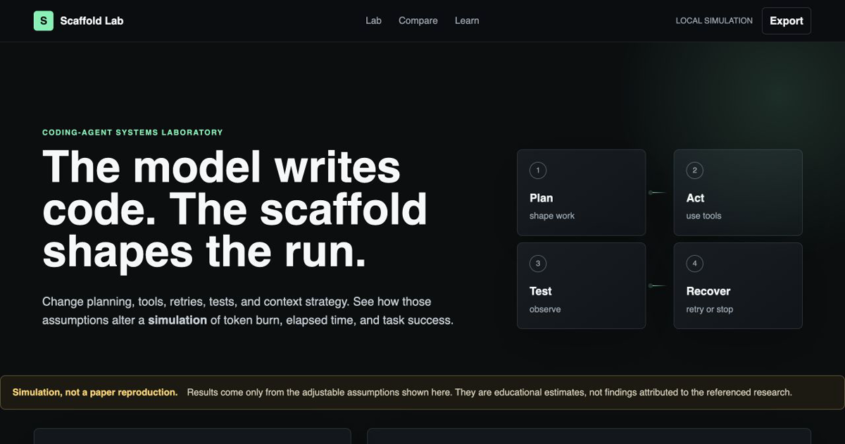 Agent Scaffold Lab - Coding Agent Cost and Success Simulator preview