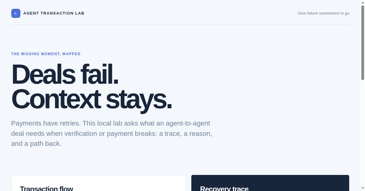 Agent Transaction Lab preview