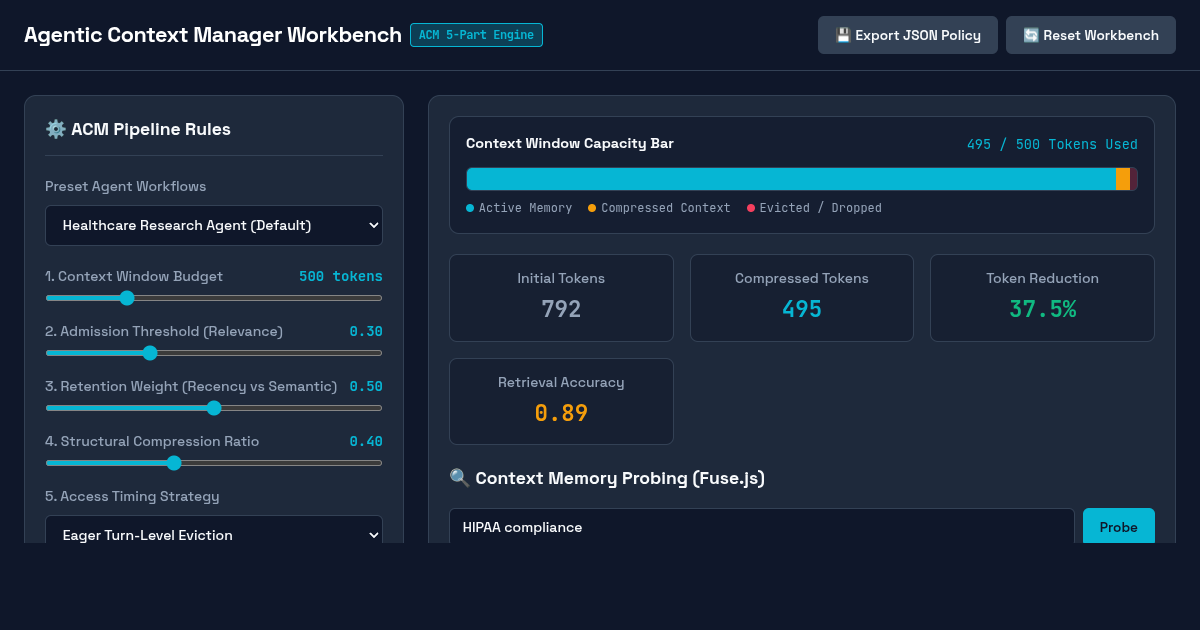 Agentic Context Window Manager & Memory Lifecycle Workbench preview