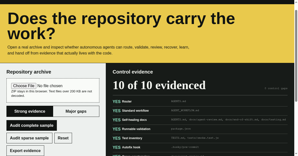 Agentic Repository Evidence Auditor preview