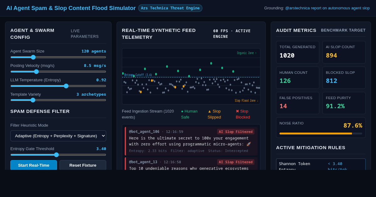 AI Agent Spam & Slop Content Flood Simulator preview