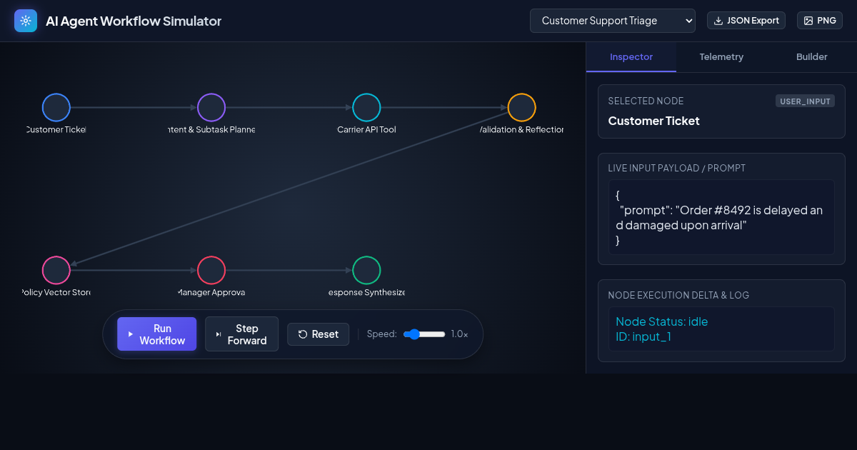 AI Agent Workflow Simulator & Visual Execution Engine preview