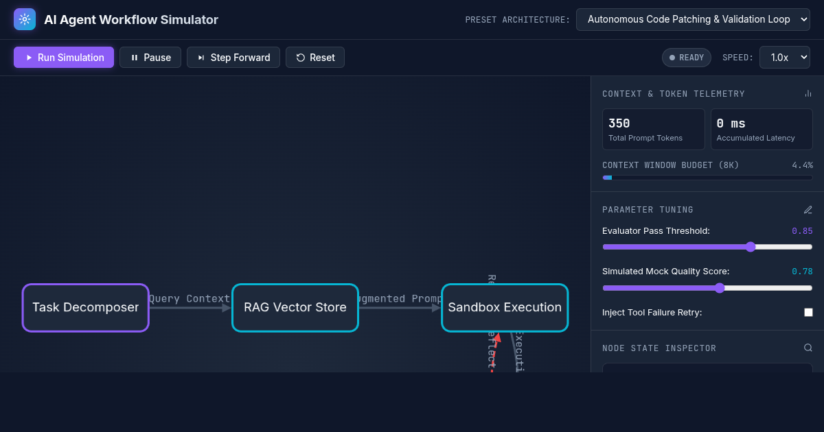 AI Agent Workflow Architecture Simulator | Interactive Agentic Systems Explainer preview