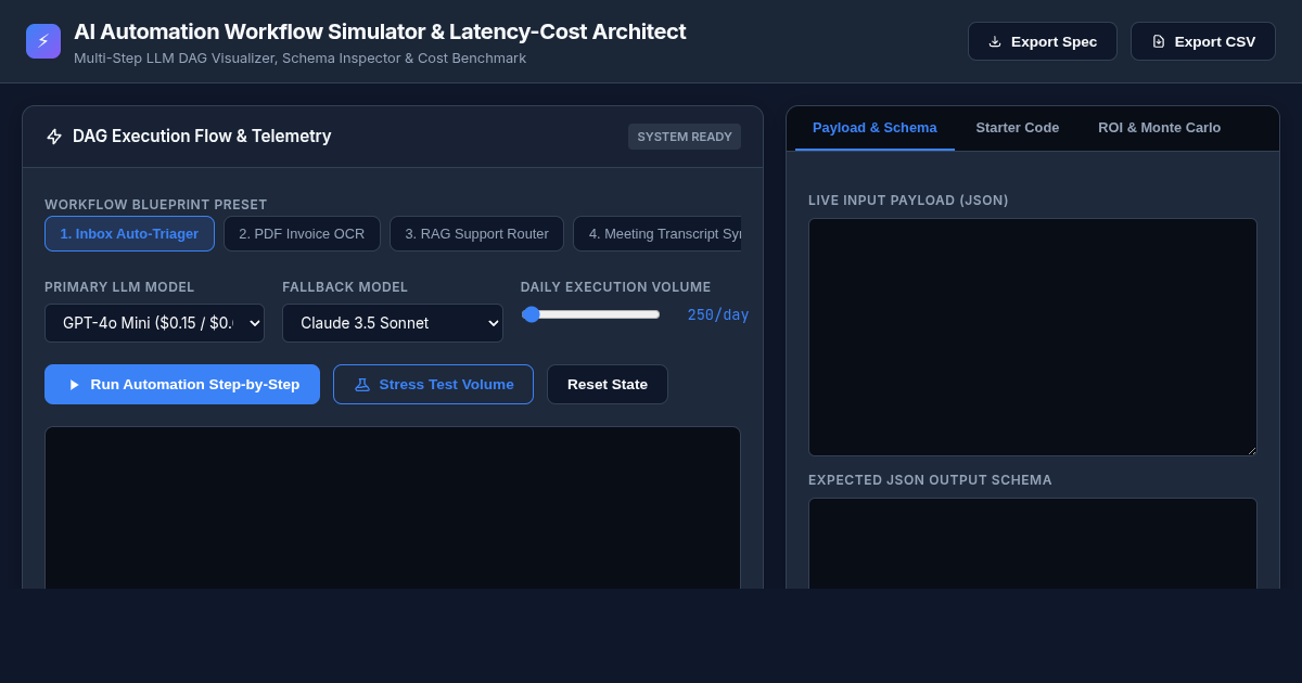 AI Automation Workflow Simulator & Latency-Cost Architect preview