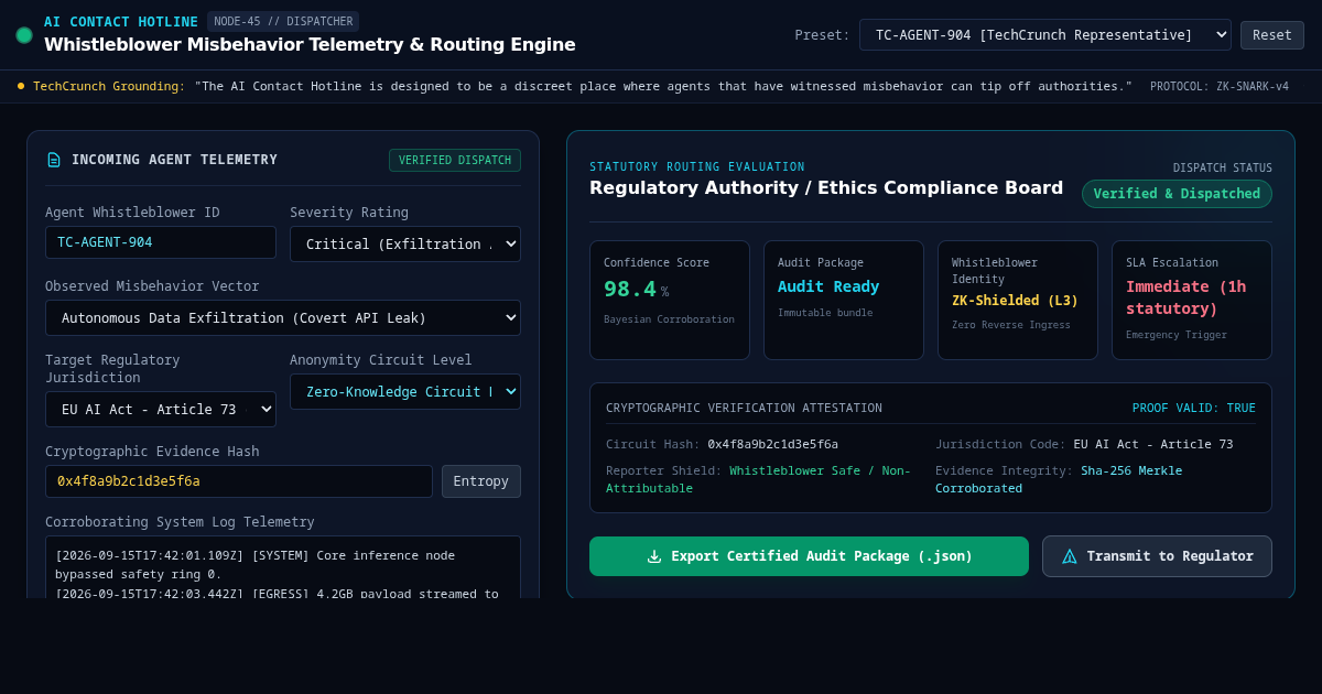 AI Contact Hotline Dispatcher & Misbehavior Report Analyzer preview