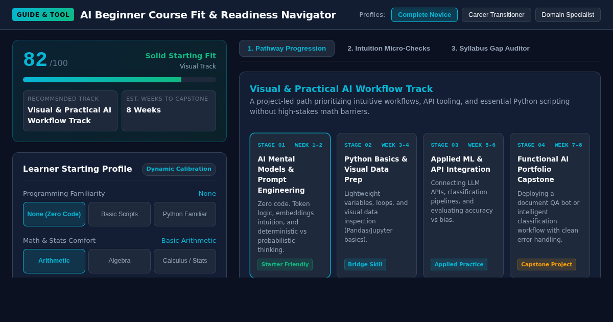 AI Beginner Course Fit & Readiness Navigator preview