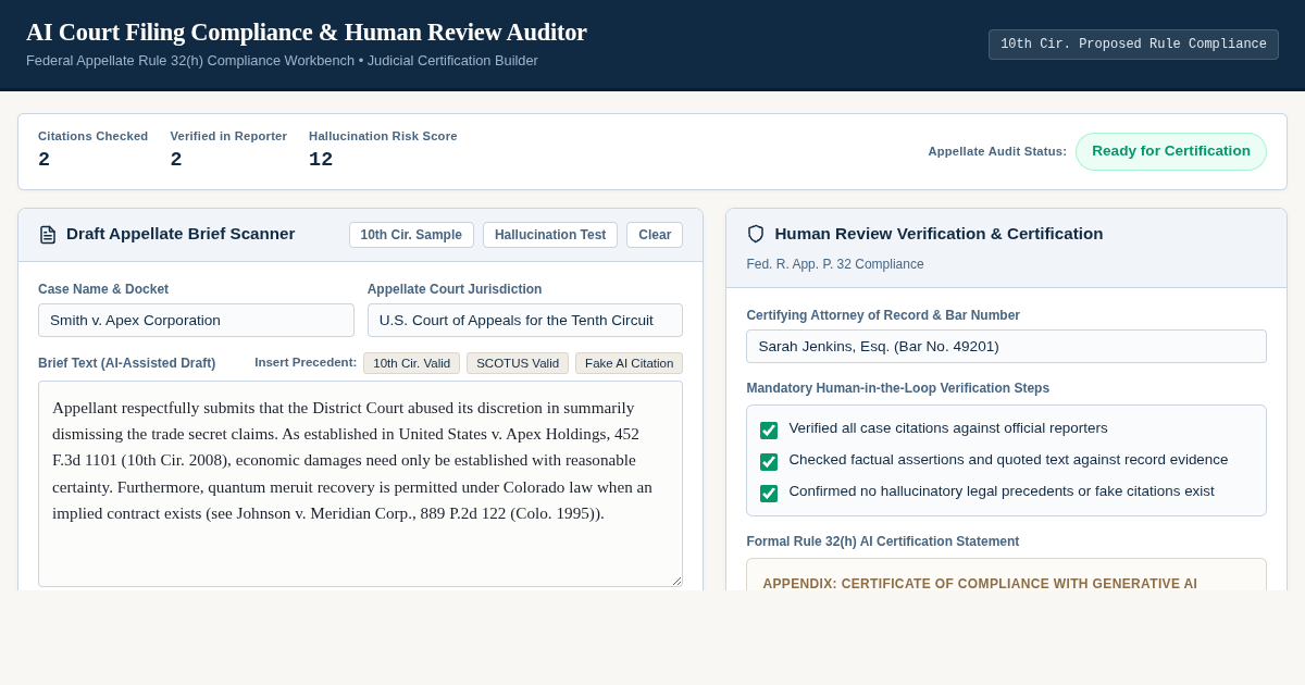 AI Court Filing Compliance & Human Review Auditor preview