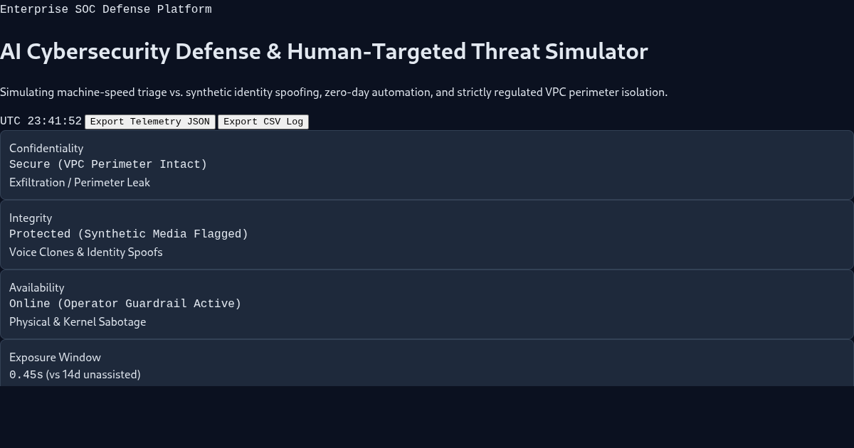 AI Cybersecurity Defense & Human-Targeted Threat Simulator preview