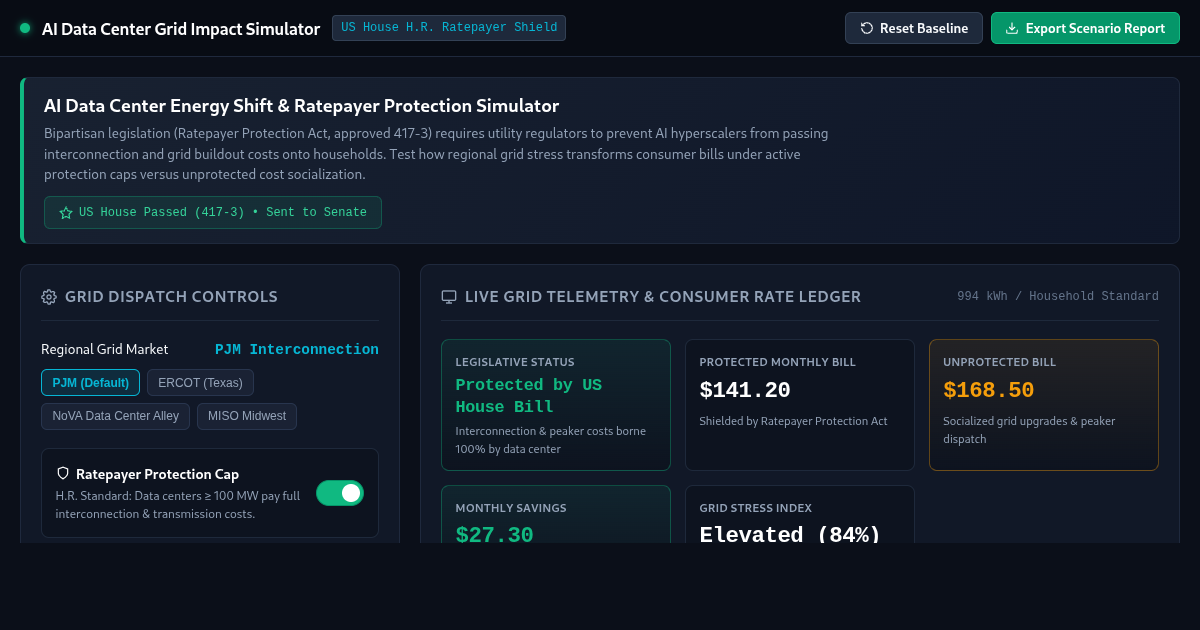 AI Data Center Grid Impact Simulator preview