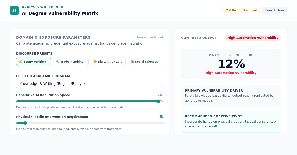 AI Degree Vulnerability Matrix & Trade Resilience Analyzer preview