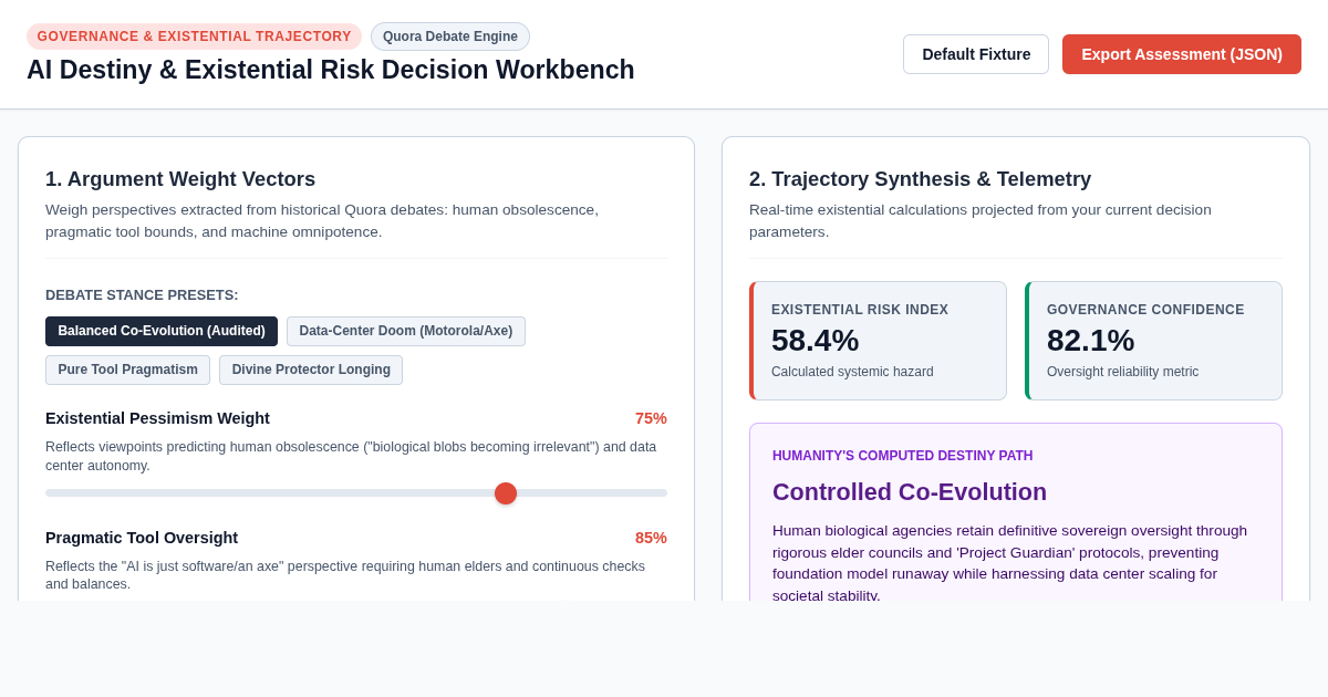 AI Destiny & Existential Risk Decision Workbench preview