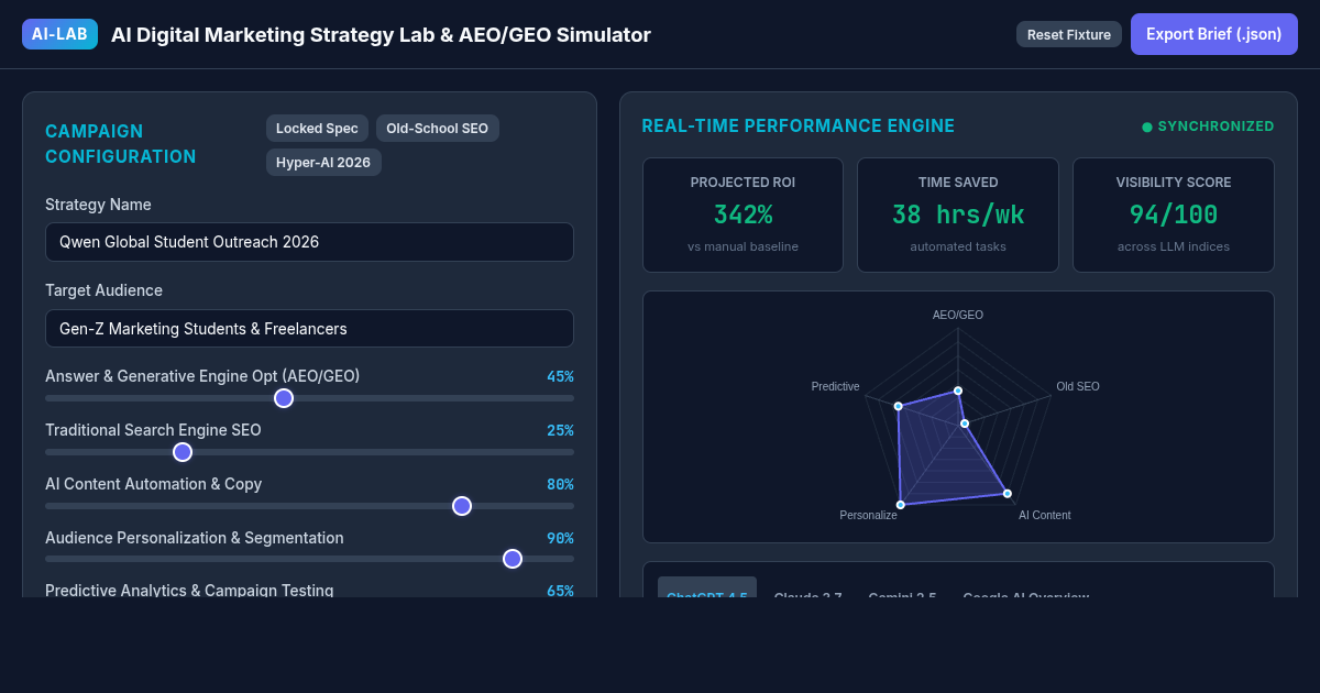 AI Digital Marketing Strategy Lab & AEO/GEO Simulator preview