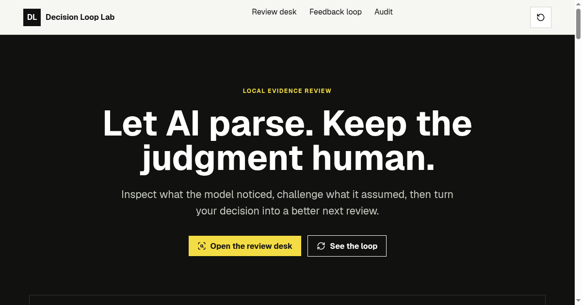 Decision Loop Lab | AI parses, people decide preview