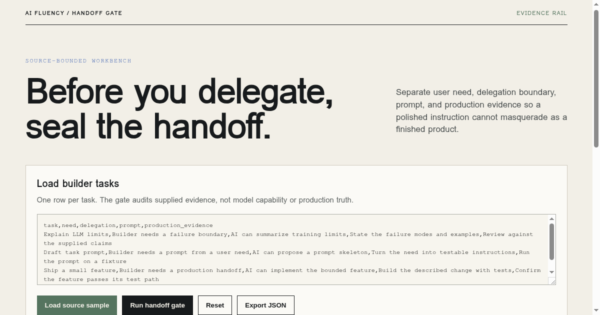 AI Fluency Handoff Gate preview