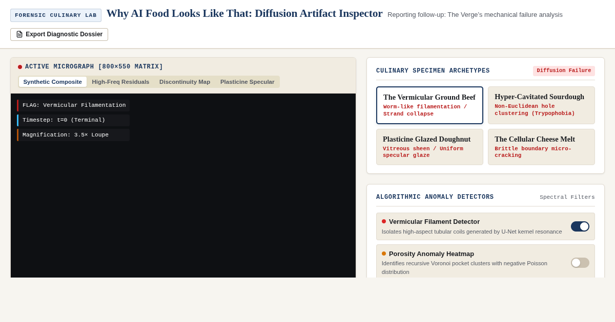 Why AI Food Looks Like That: Diffusion Artifact Inspector preview