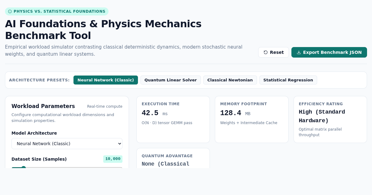 AI Foundations & Physics Mechanics Benchmark Tool preview