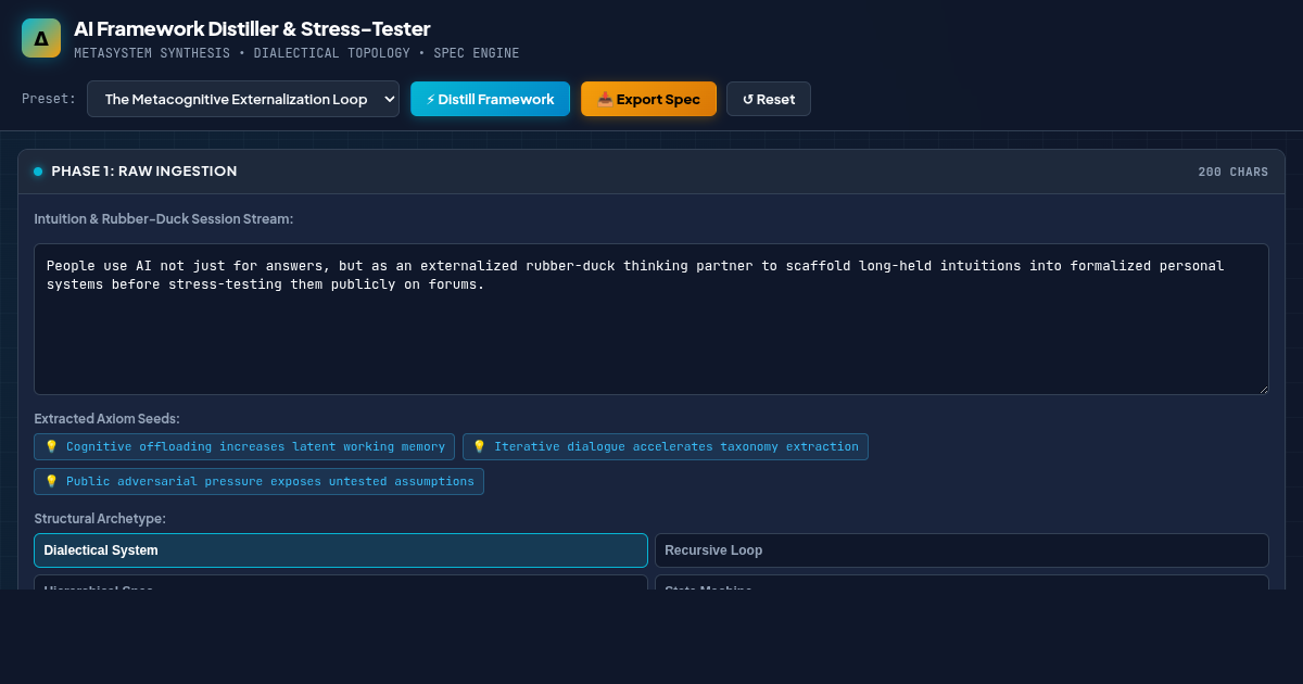 AI Framework Distiller & Stress-Tester preview