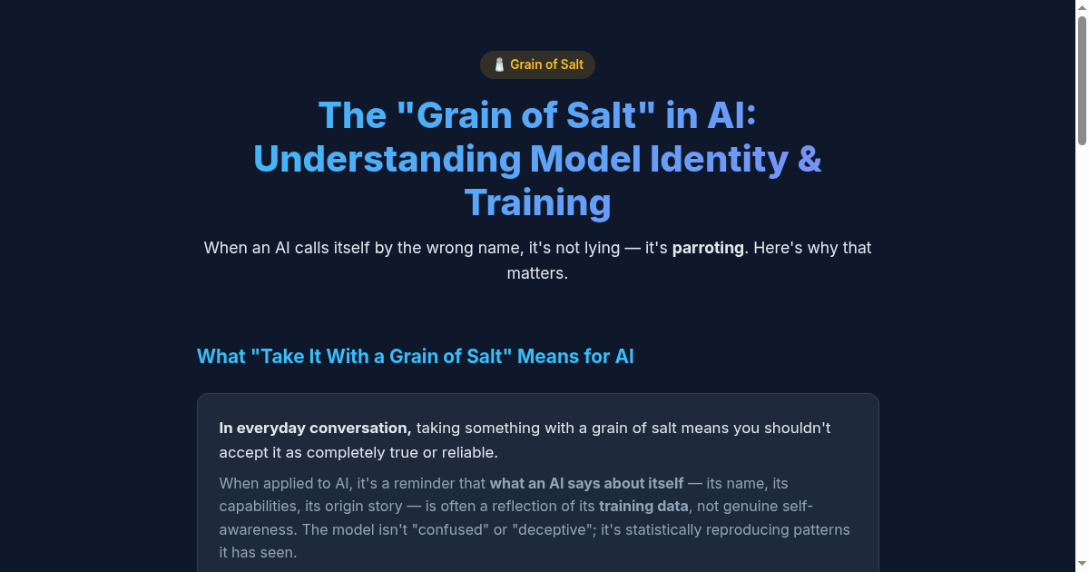 The "Grain of Salt" in AI: Understanding Model Identity and Training preview
