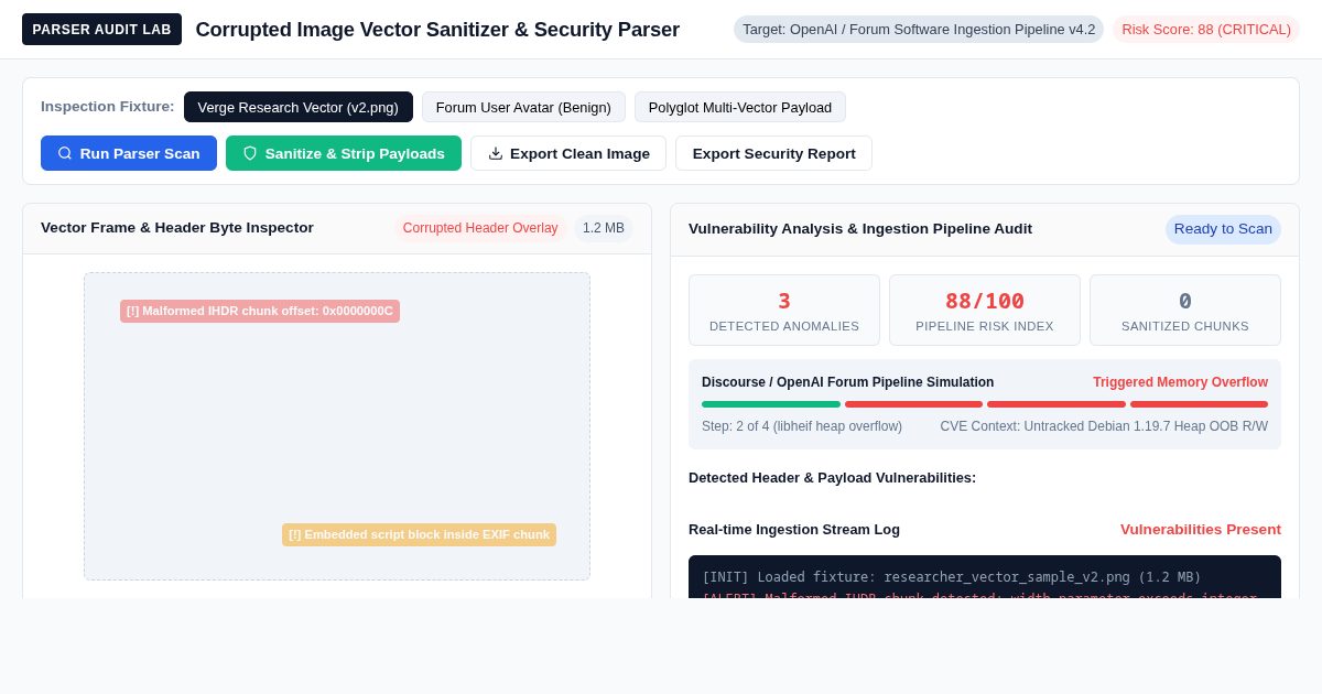 Corrupted Image Vector Sanitizer & Security Parser preview