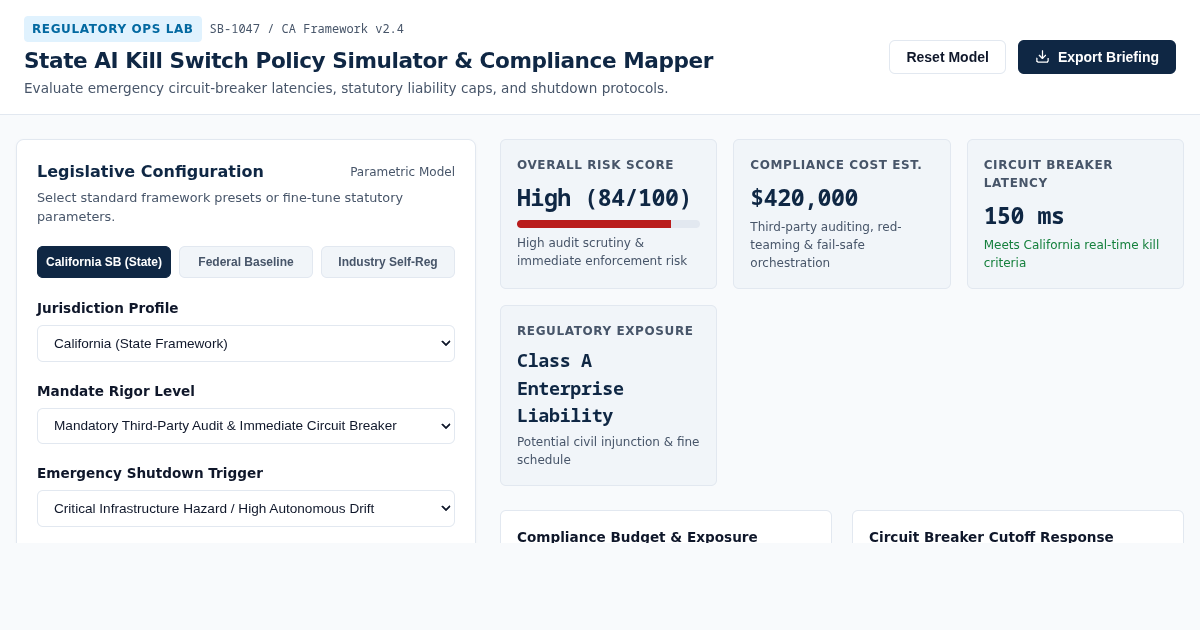 State AI Kill Switch Policy Simulator & Compliance Mapper preview