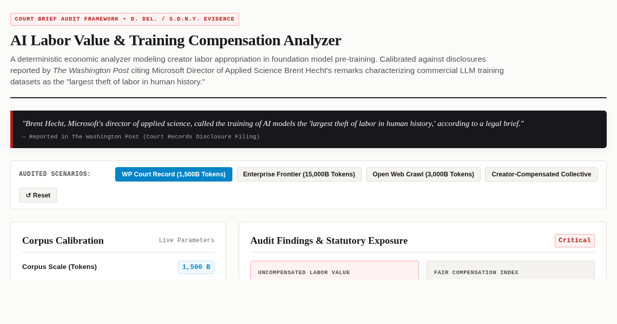 AI Labor Value & Training Compensation Analyzer preview
