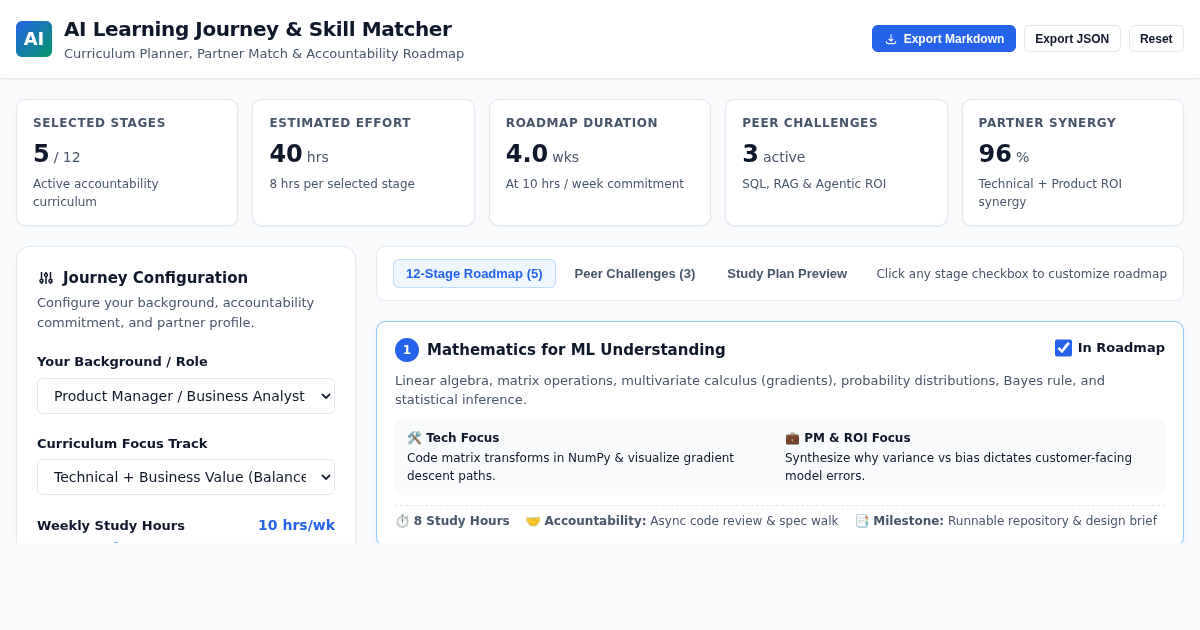 AI Learning Journey & Skill Matcher — Structured Roadmap Planner preview