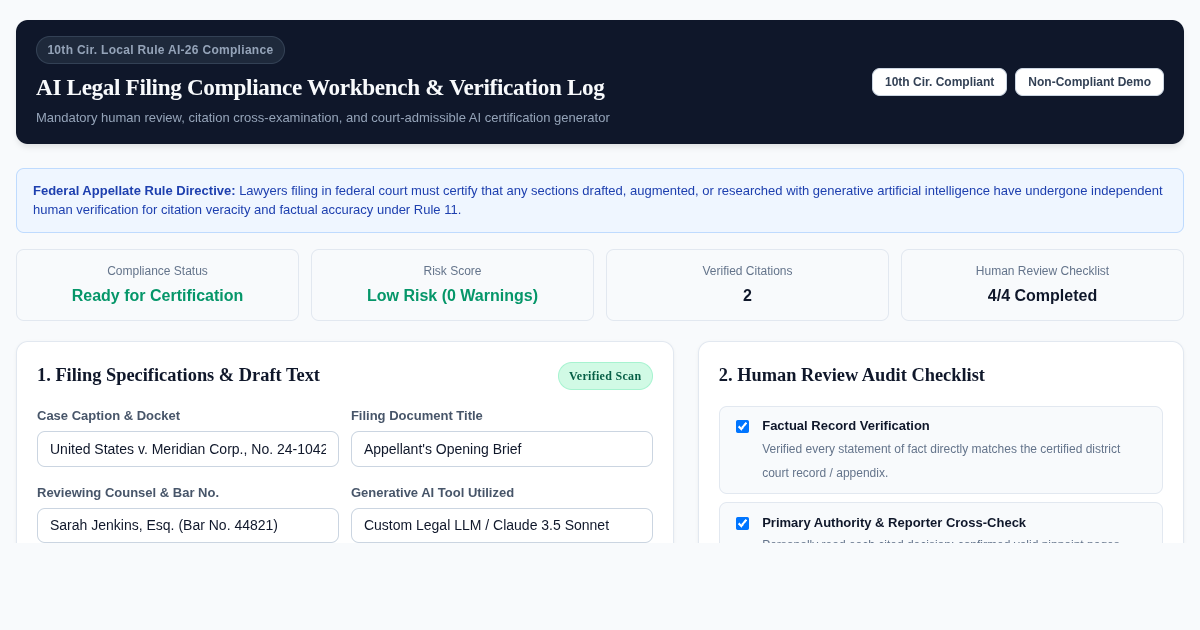 AI Legal Filing Compliance Workbench & Verification Log preview