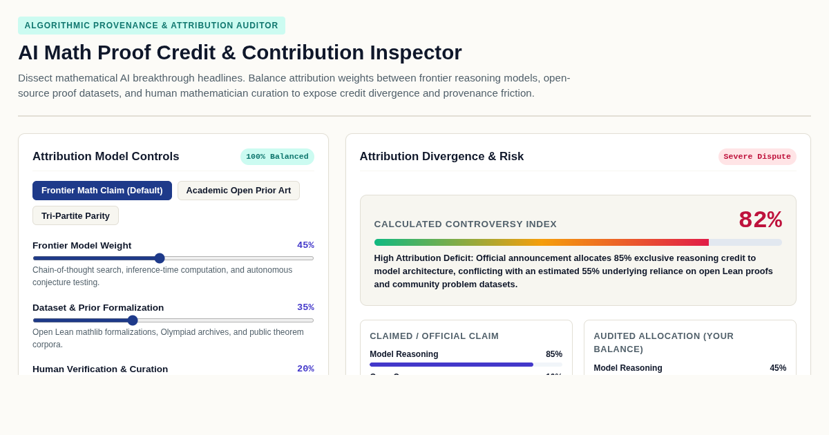 AI Math Proof Credit & Contribution Inspector preview