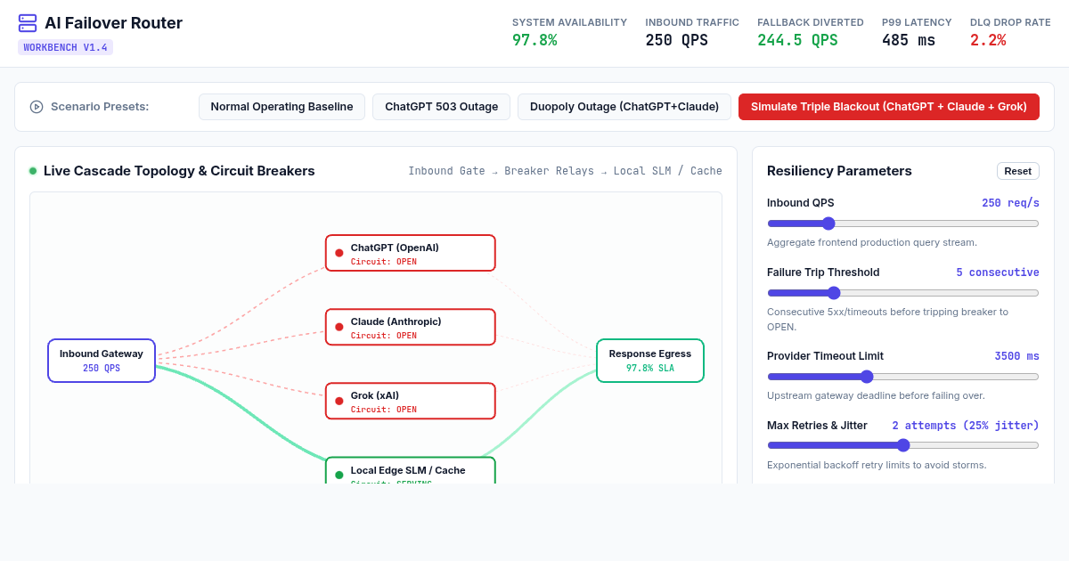 AI Outage Cascade & Failover Router Workbench preview