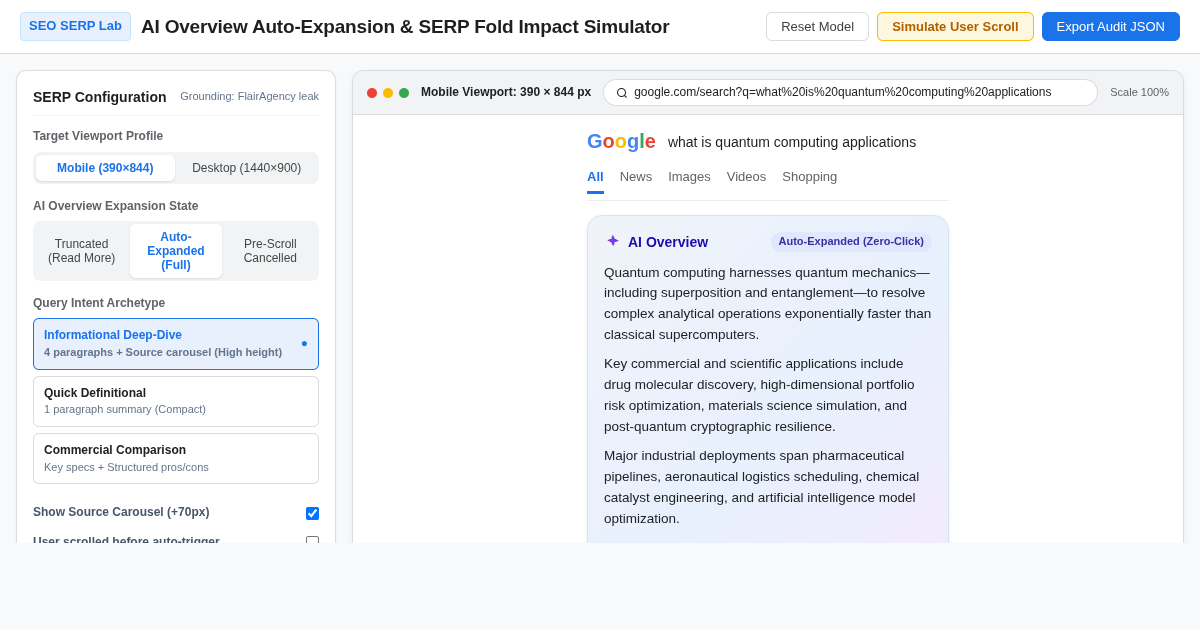 AI Overview Auto-Expansion & SERP Fold Impact Simulator preview